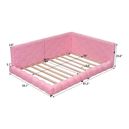 Modern Upholstered Platform Bed Sofa Bed Heavy Duty Daybed Full Size Bed Frames