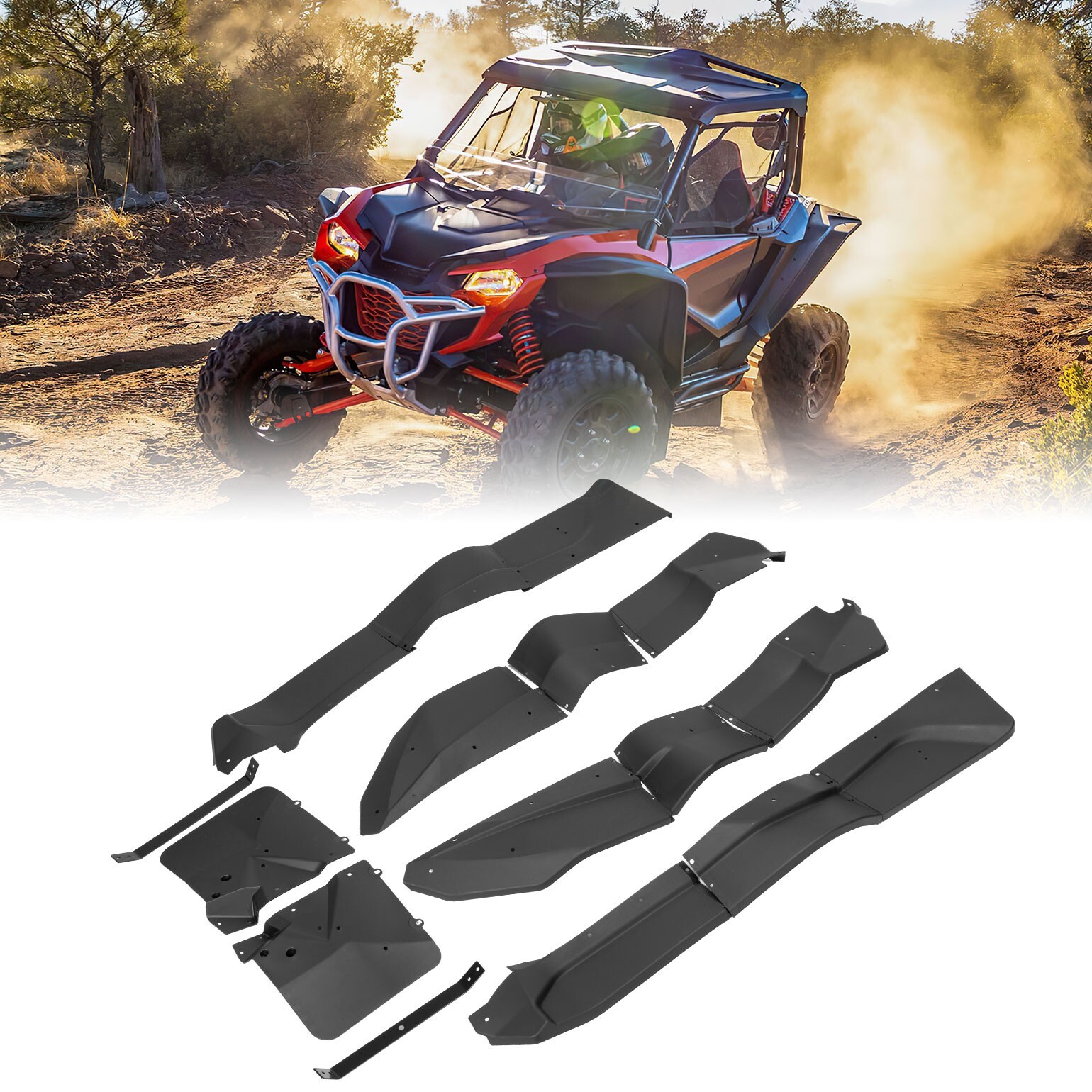 KEMIMOTO Front & Rear Extended XXL Wider Fender Flares for Honda Talon 1000X