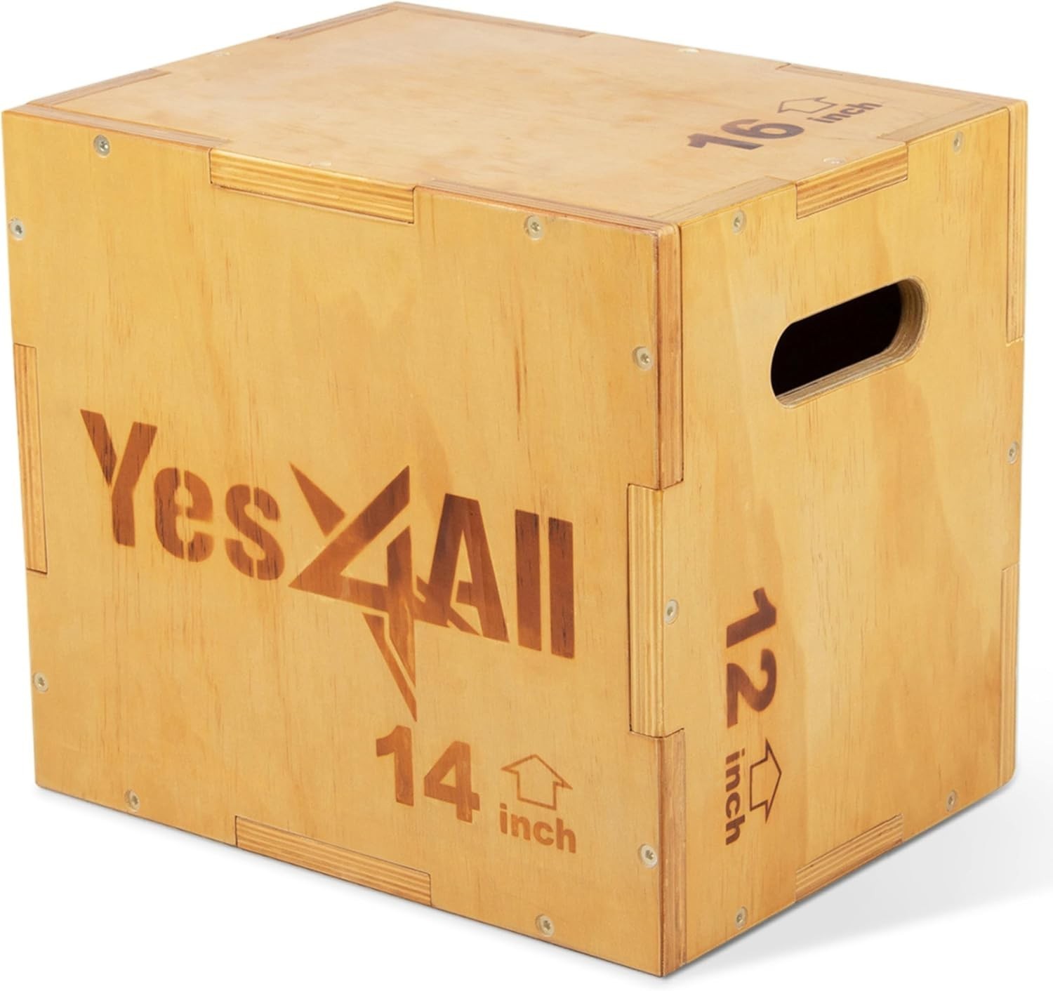 Yes4All Plyo Box, 3-in-1 Wooden Box Jumps for 16" x 14" x 12". For up to 450lbs.