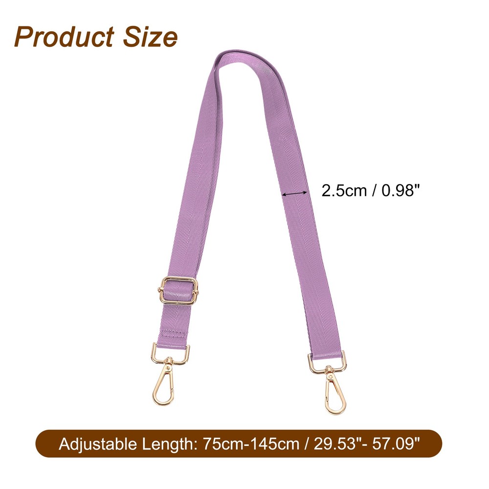 2.5cm Wide Shoulder Strap, Light Purple, Light Gold Pull Core Buckle