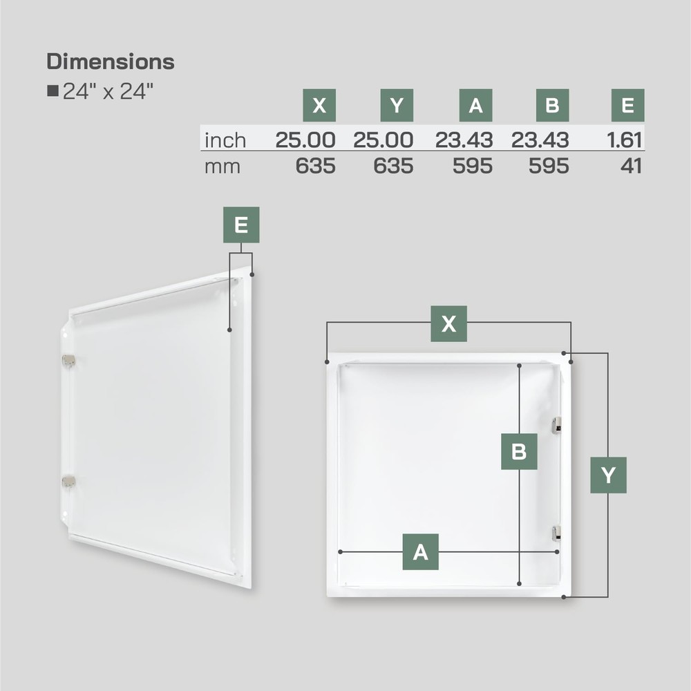 24'' x 24'' Inch White Metal Access Panel with Click Function - Easy Access D...