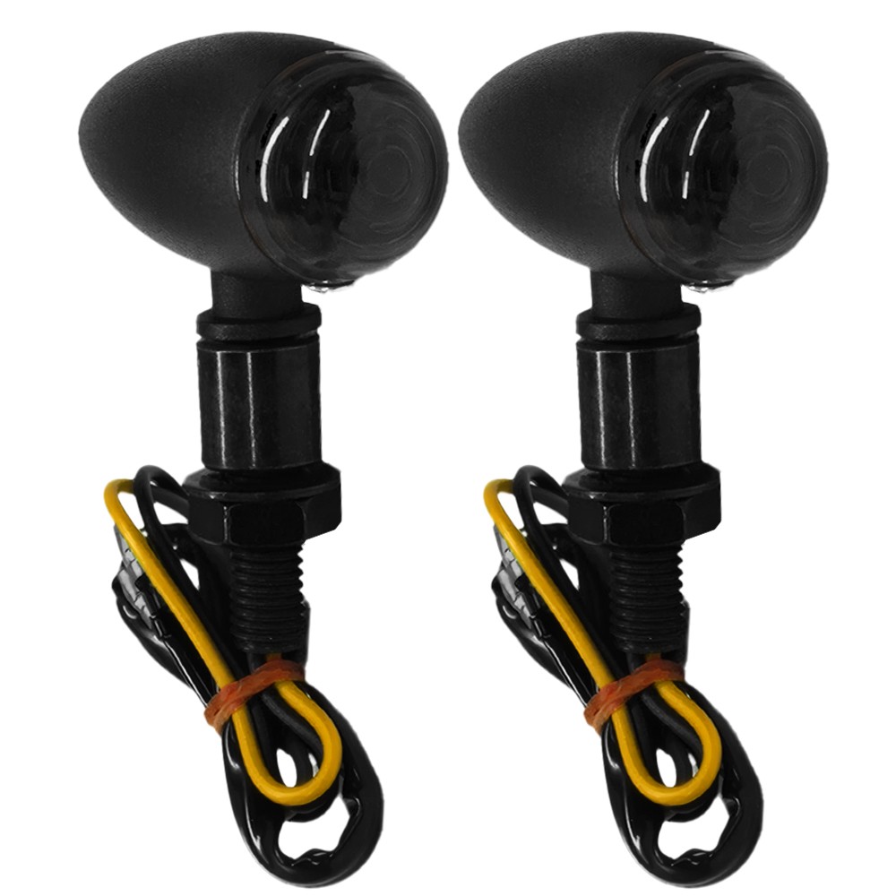 Bullet Amber Turn Motorcycle Black Signals Blinker Lights For Harley Sportster