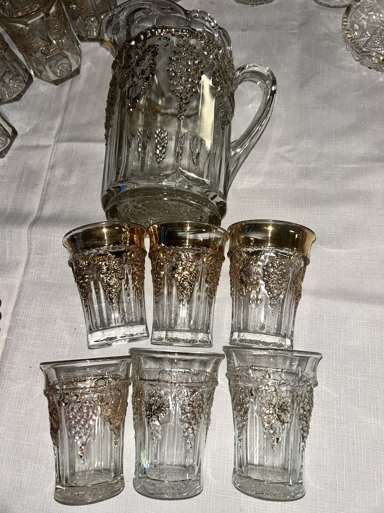 Crystal Dish Set Bowl/Cups/Pitcher