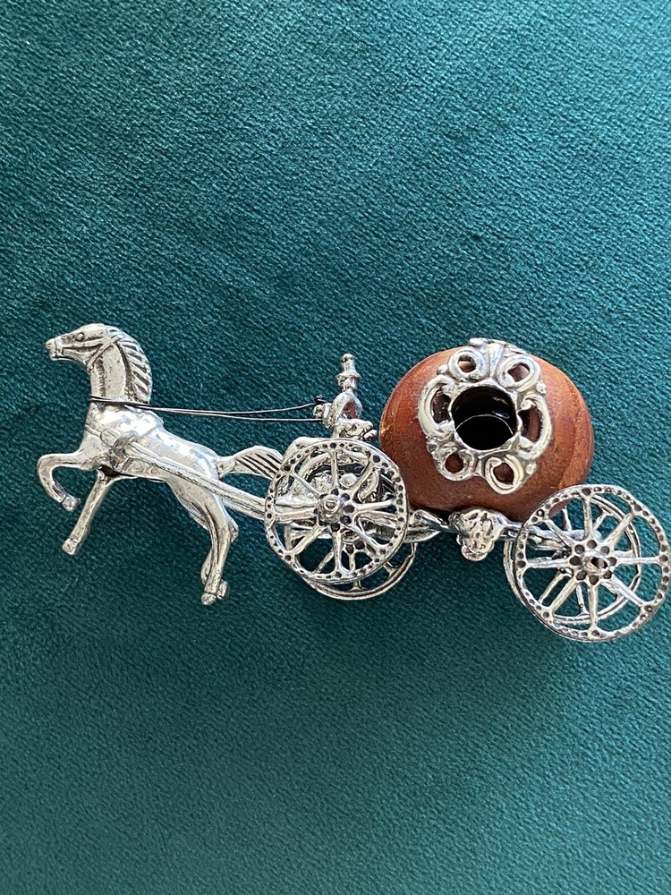 Rare Hallmarked 800 Solid Silver Cinderella Pumpkin Cariage Miniature