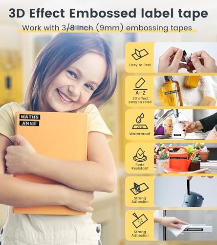 Embossing Label Maker Manual Embossed Label Maker Machine with-Tapes, Old Black