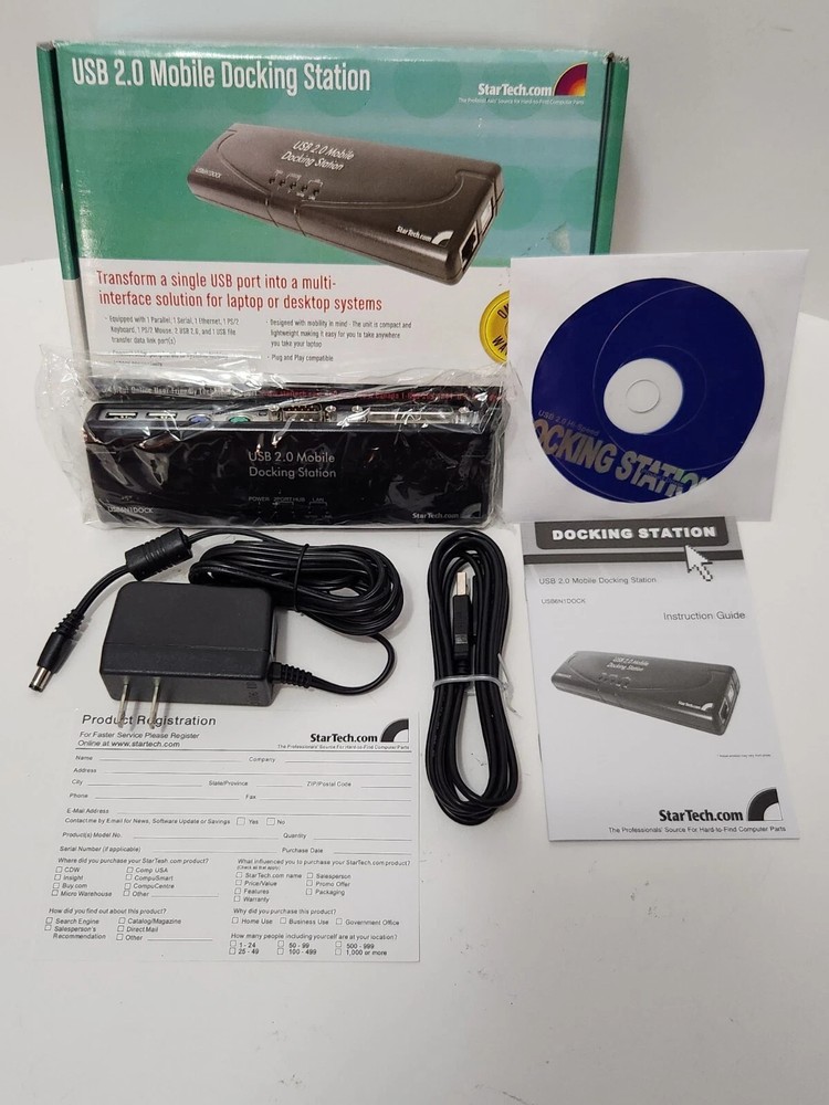 StarTech USB 2.0 Mobile Dock Station Laptop/PC Bkwrd Compat + Accessory Open Box