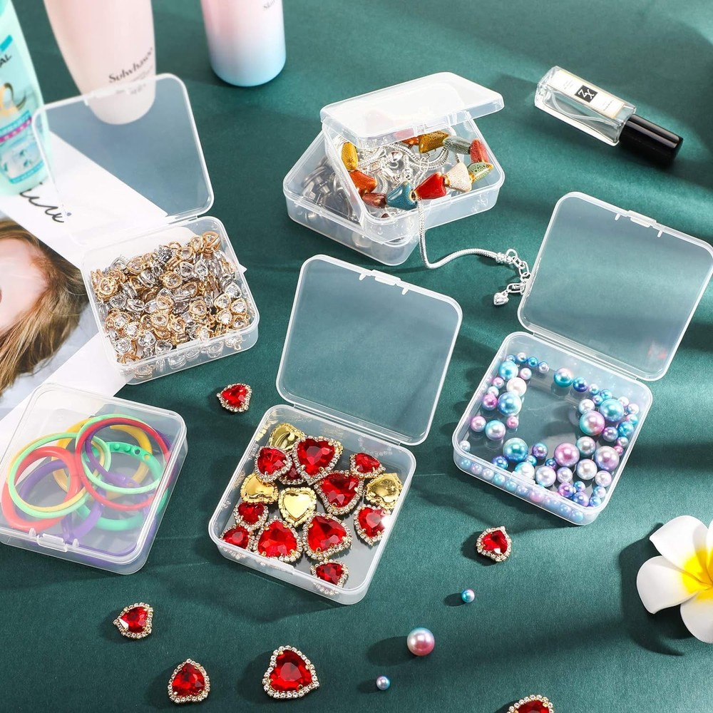 6 Pieces Mini Plastic Clear Beads Storage Containers Box