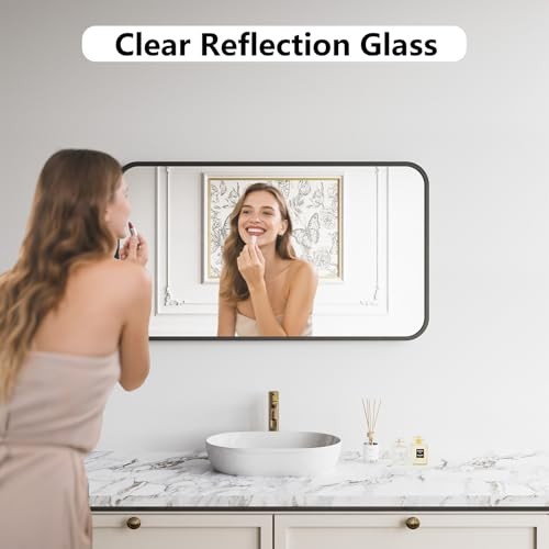 Metal Framed Bathroom Mirror, 24"X42" Anti-Rust 42"L x 24"W Rounded Edged