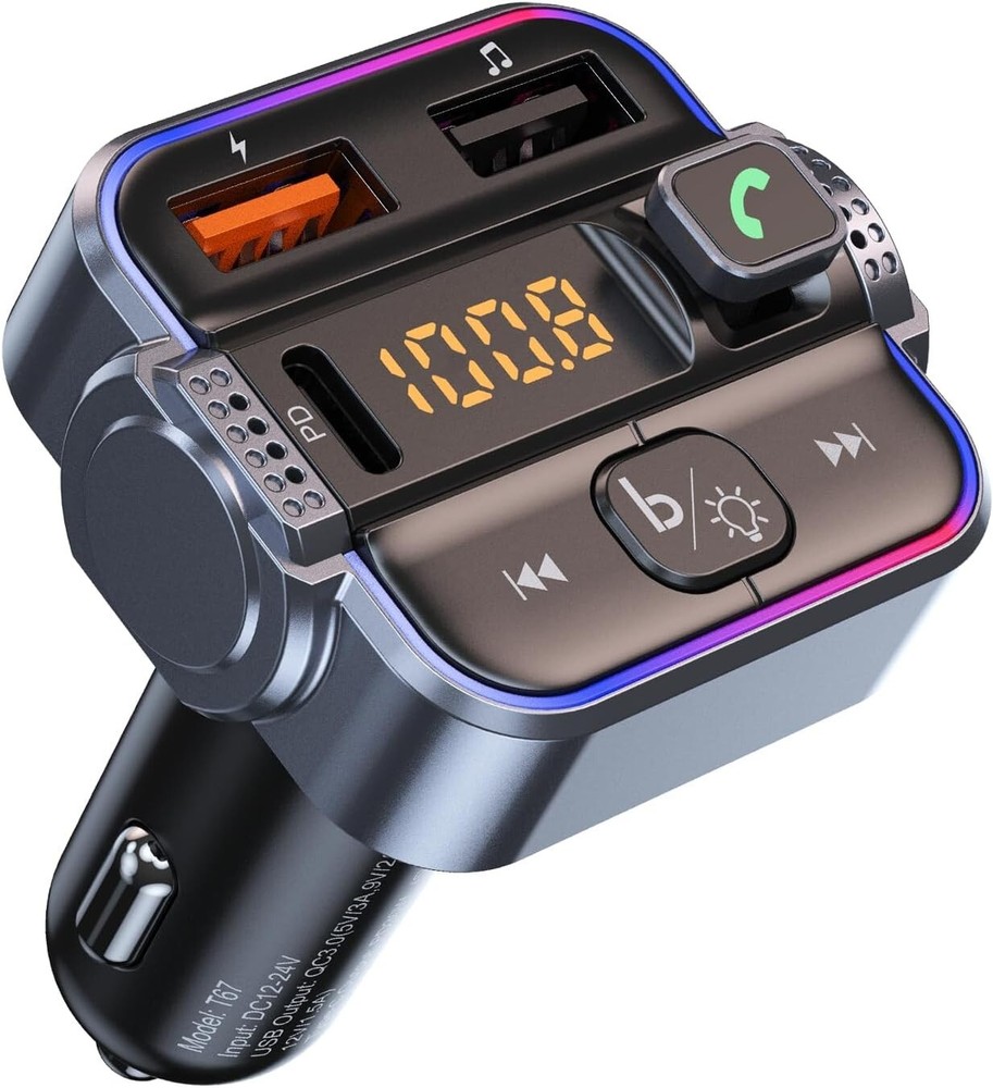 Bluetooth FM Transmitter for Car - Bluetooth Car Adapter PD20W+QC3.0 Cigarette L