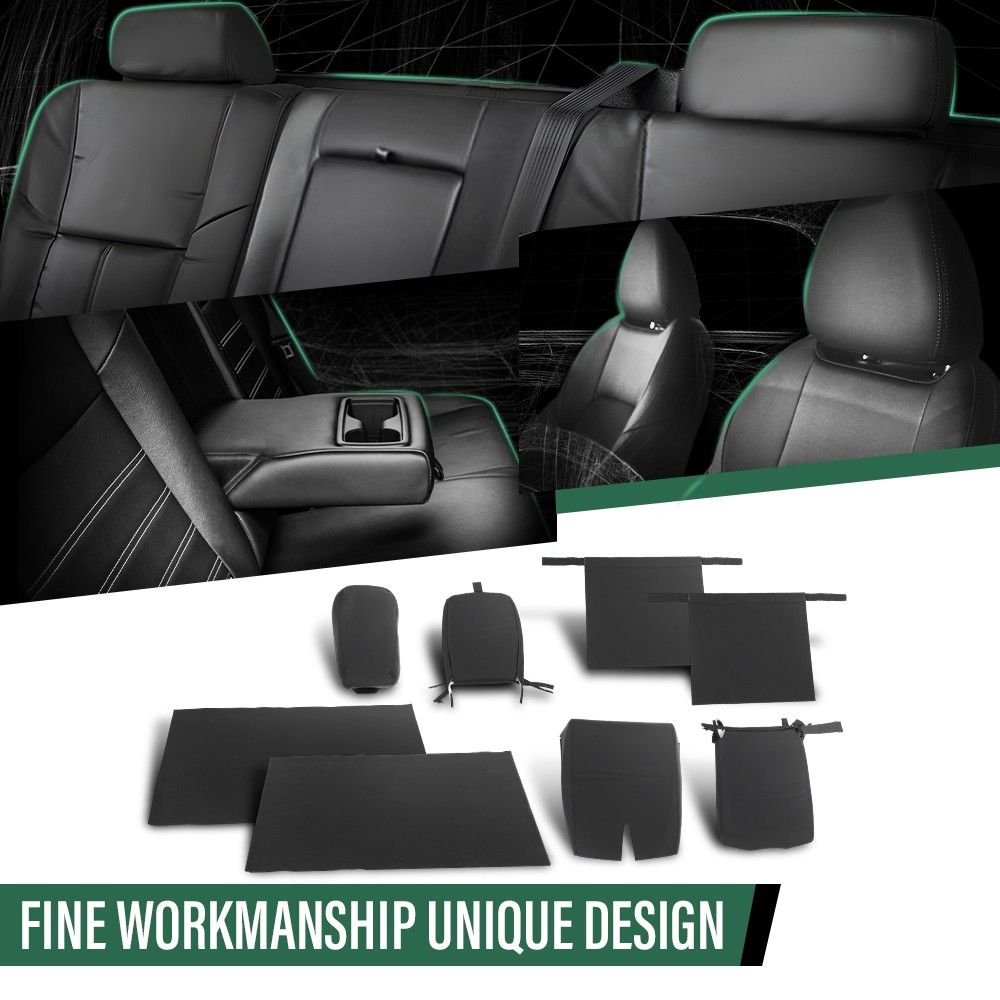 Fit For 07-13 Chevy Silverado GMC Sierra Crew Cab Full Set Seat Covers Replace