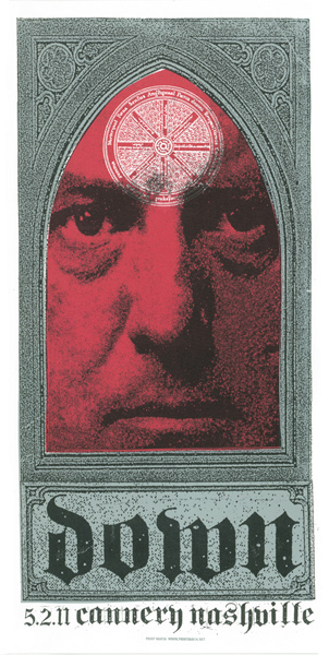 DOWN NASHVILLE 2011 SILKSCREEN GIG POSTER S/N EDITION PRINTMAFIA