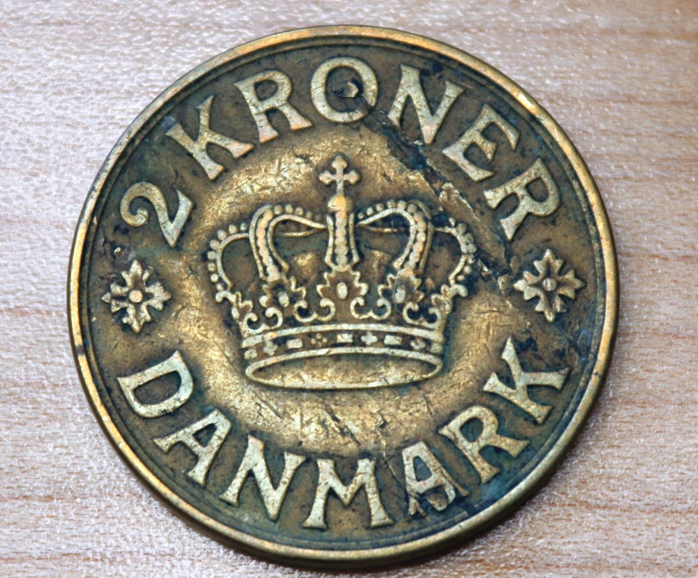 1926 Denmark 2 Kroner Lamination Error