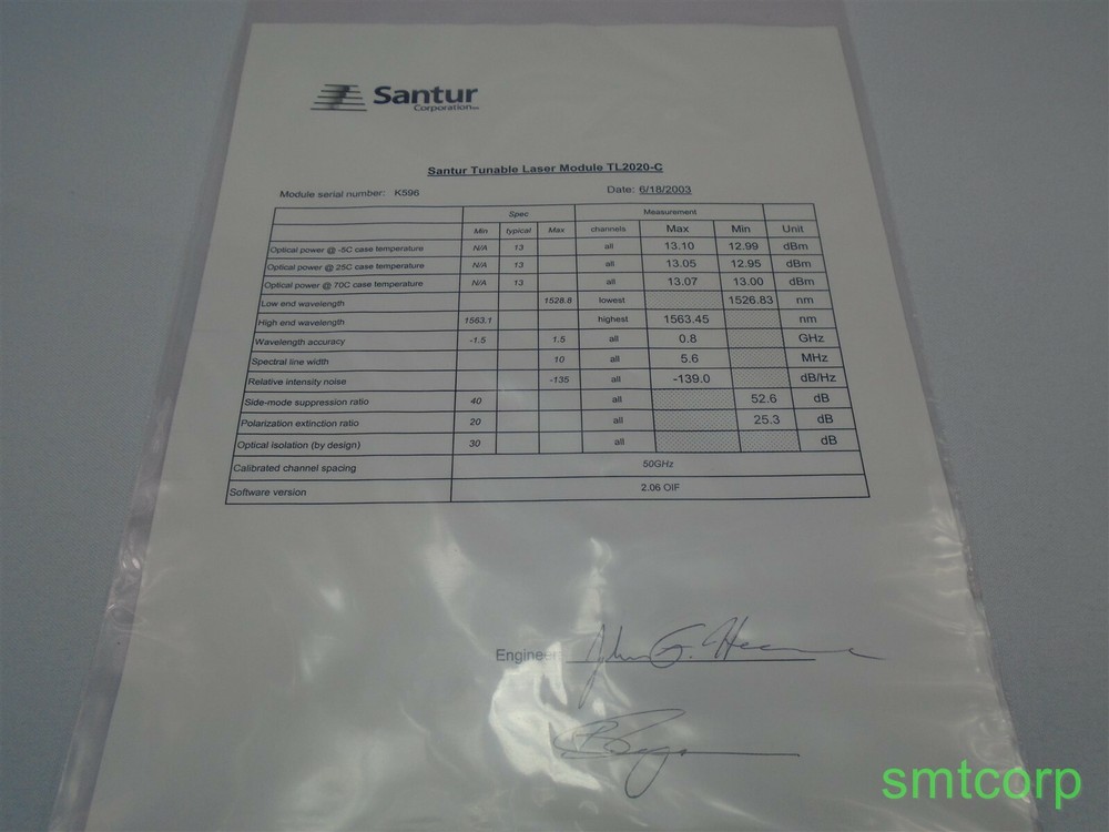 Santur Tunable Laser Evaluation Board Module Part Number TL2020C