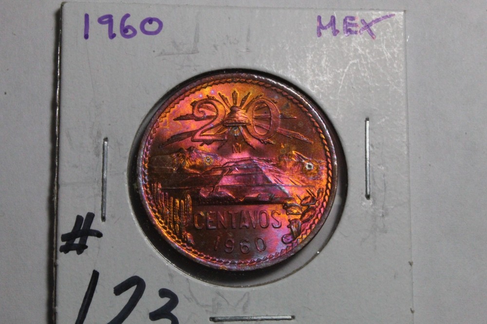 1960 Mexico 20 Centavos Crazy Tone #123