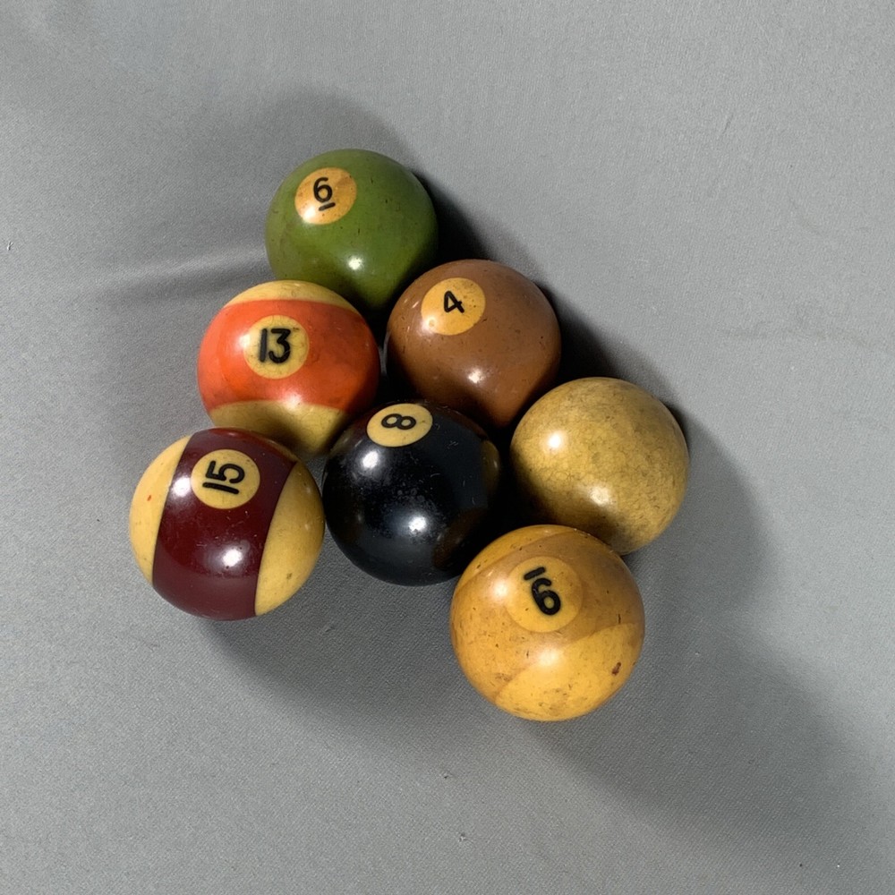 7 Vtg Pool Billiard Balls