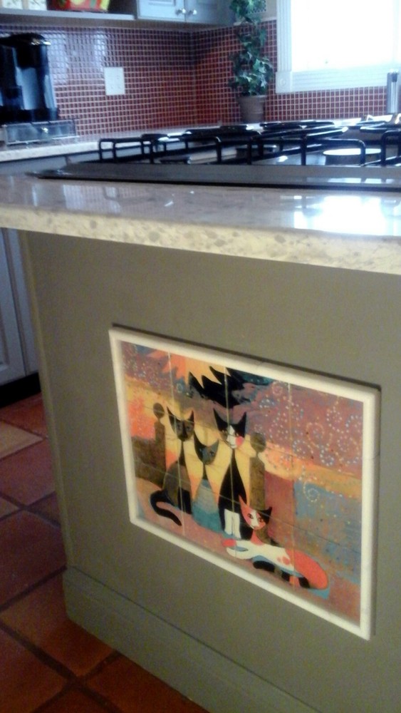 Art Mural Ceramic Color Cat Bath Backsplash Tile #64