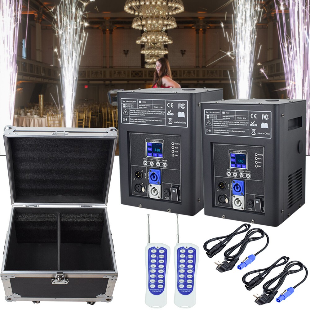 2PCS Cold Spark Firework Machine DMX512 DJ Stage Effect with Flight Case