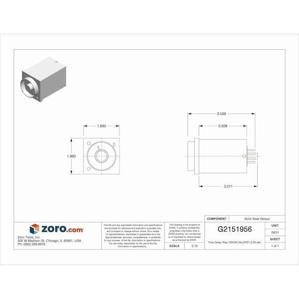 Omron H3cr-H8l-Ac100120s Single Function Time Delay Relay, Square, Off Delay, 1