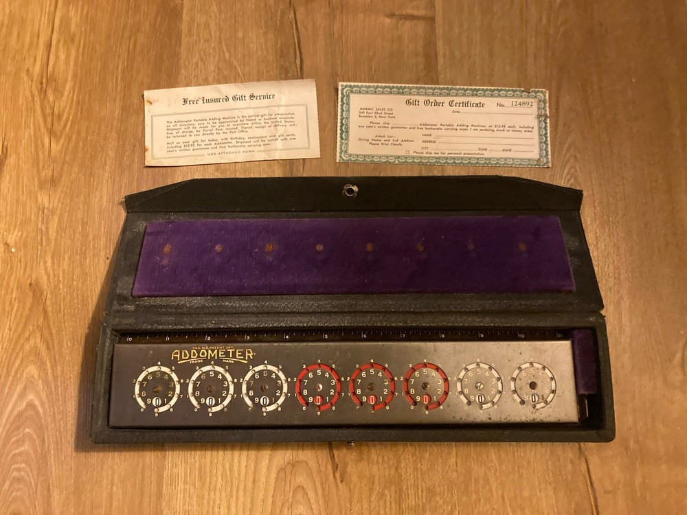Vintage Addometer Portable Calculator Adding Machine in Original Box