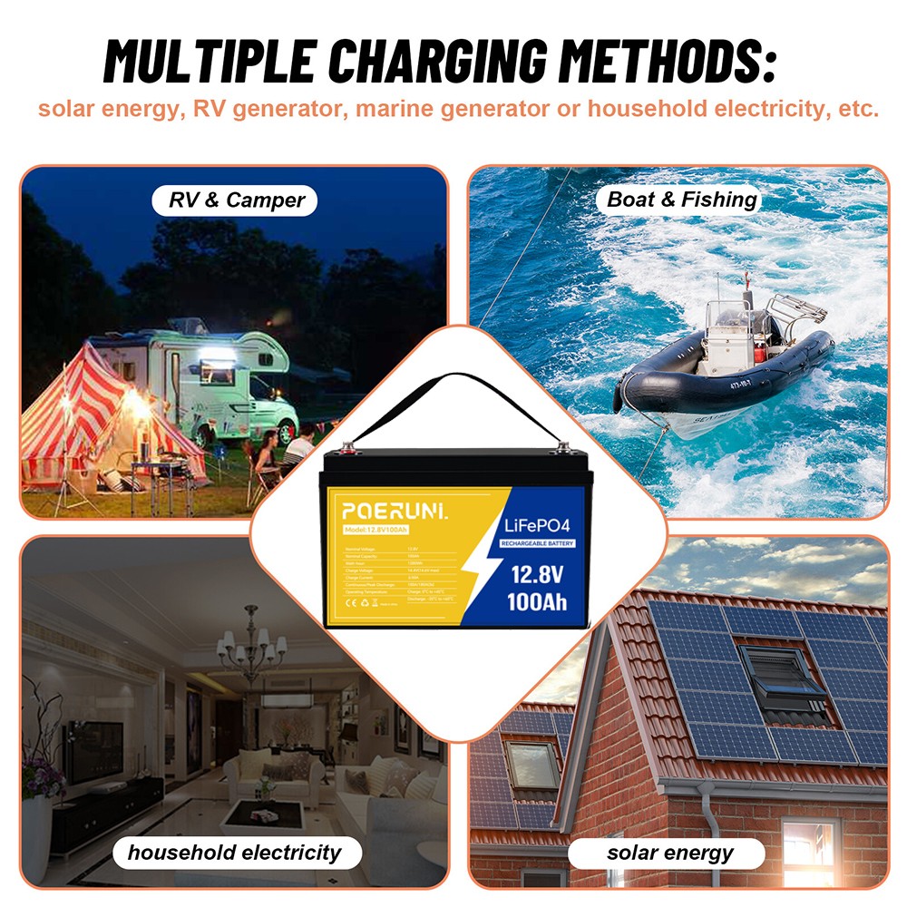 NEW 12V 100Ah LiFePO4 Lithium Battery Deep Cycle Built-in BMS for Solar Off-grid