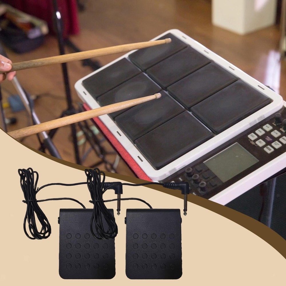 2x Electronic Drum Pedal Professional Lightweight Portable Replacement