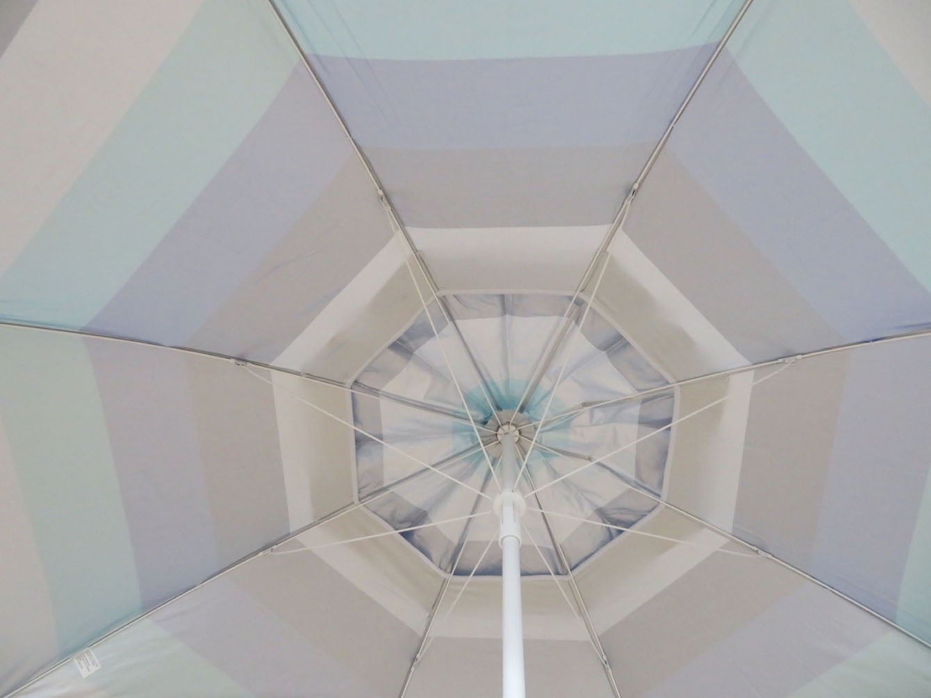 6' Blue Stripe Portable Beach Umbrella, UV Protection