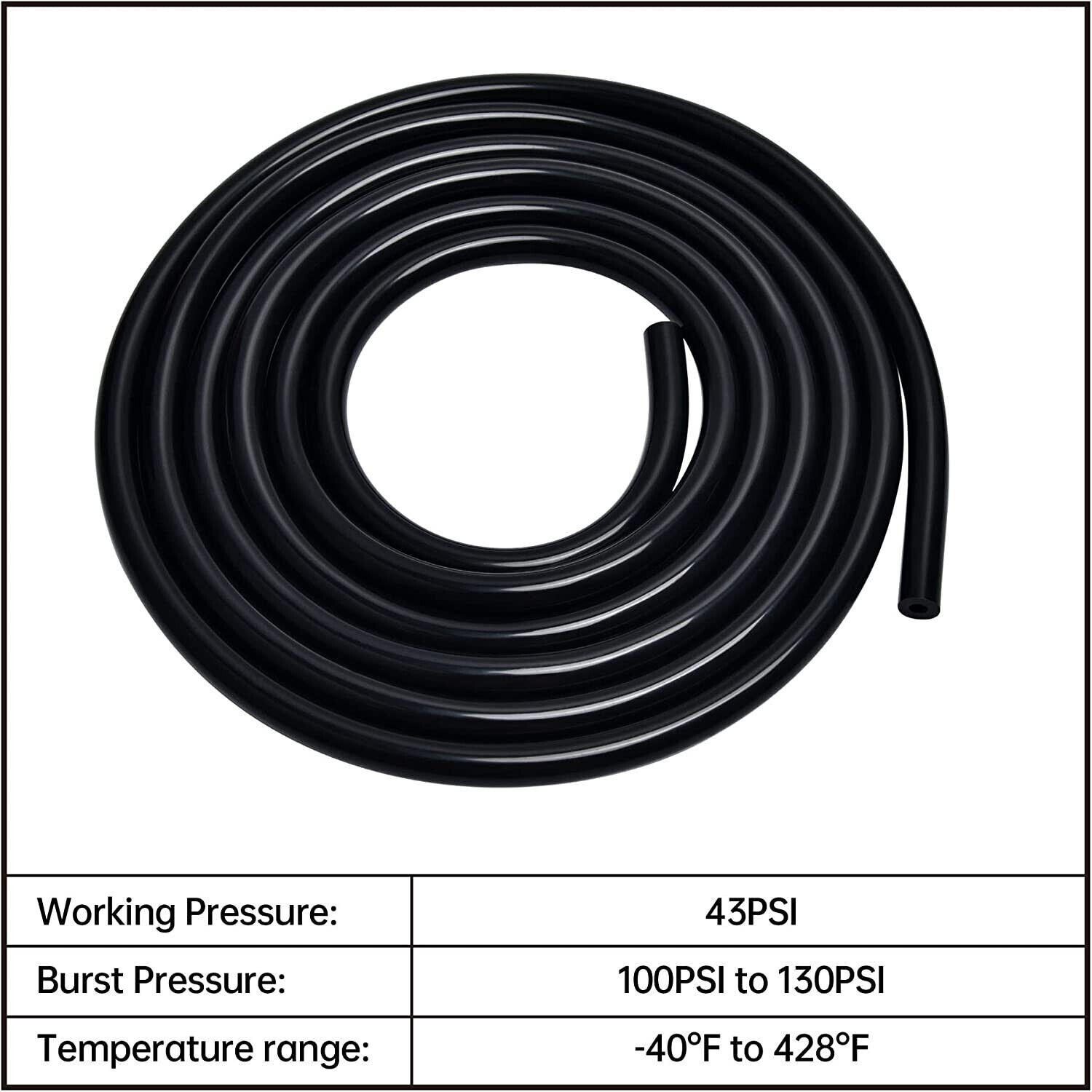 Silicone Vacuum Hose Pipe Tube 3mm 4mm 5mm 6mm 7mm 8mm 9mm 10mm 12mm 5FT 130PSI