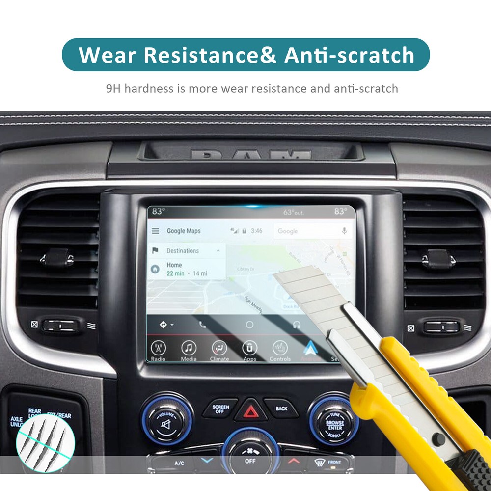 RUIYA Car Touchscreen Protector Tempered Glass 8.4" For 2013-2025 Ram 1500 2500