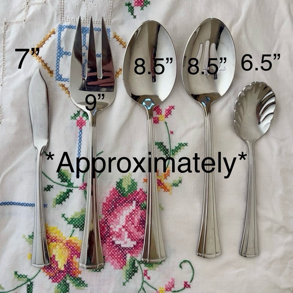 Reed & Barton BOULEVARD Stainless 5pc Hostess Serving Set - Ridges Glossy