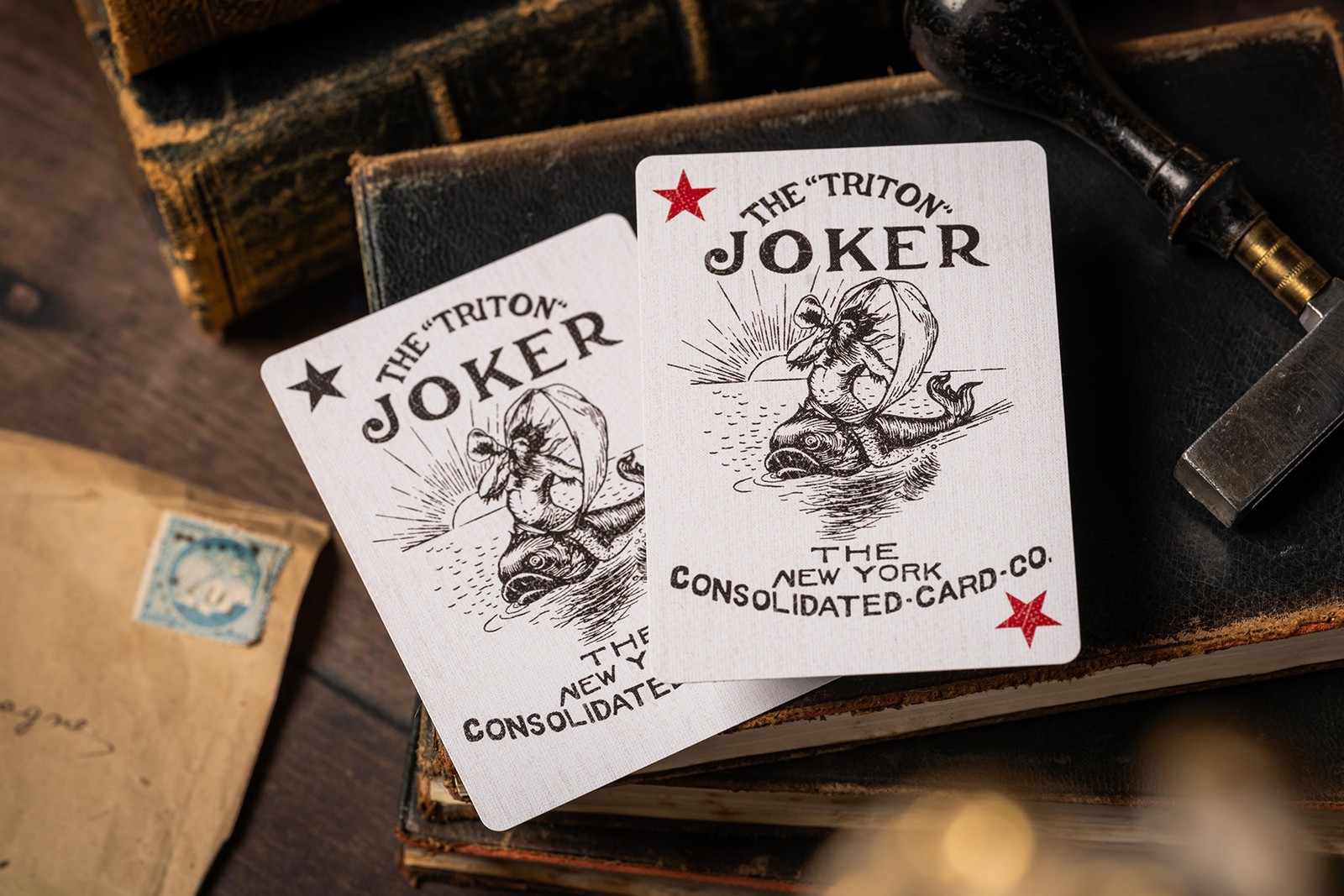 Triton 42 Club Playing Cards –Antique Restoration (sea green) by A Haines