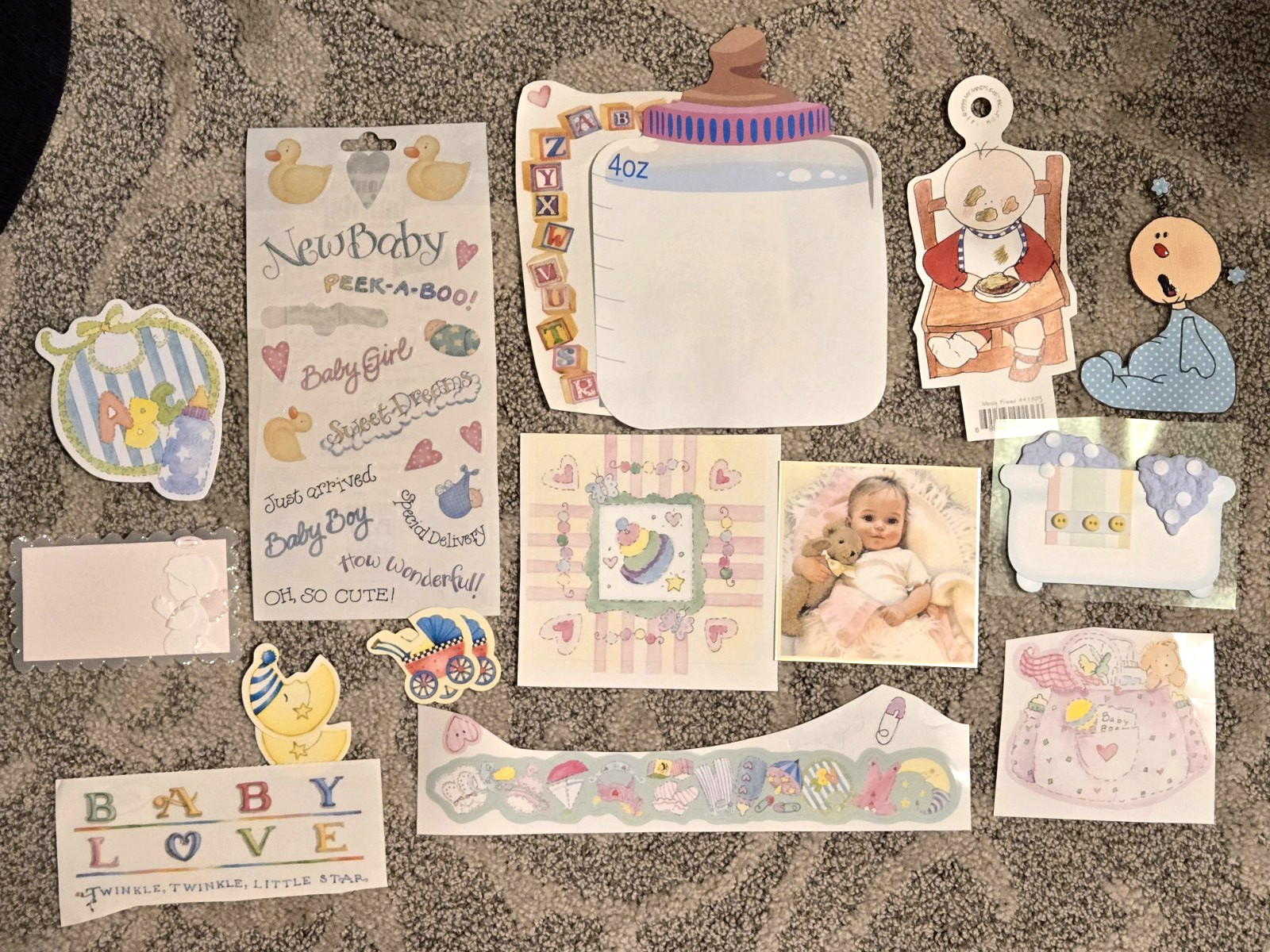 Baby Girl Stickers JOLEES/die cuts/newborn Scrapbook Lot