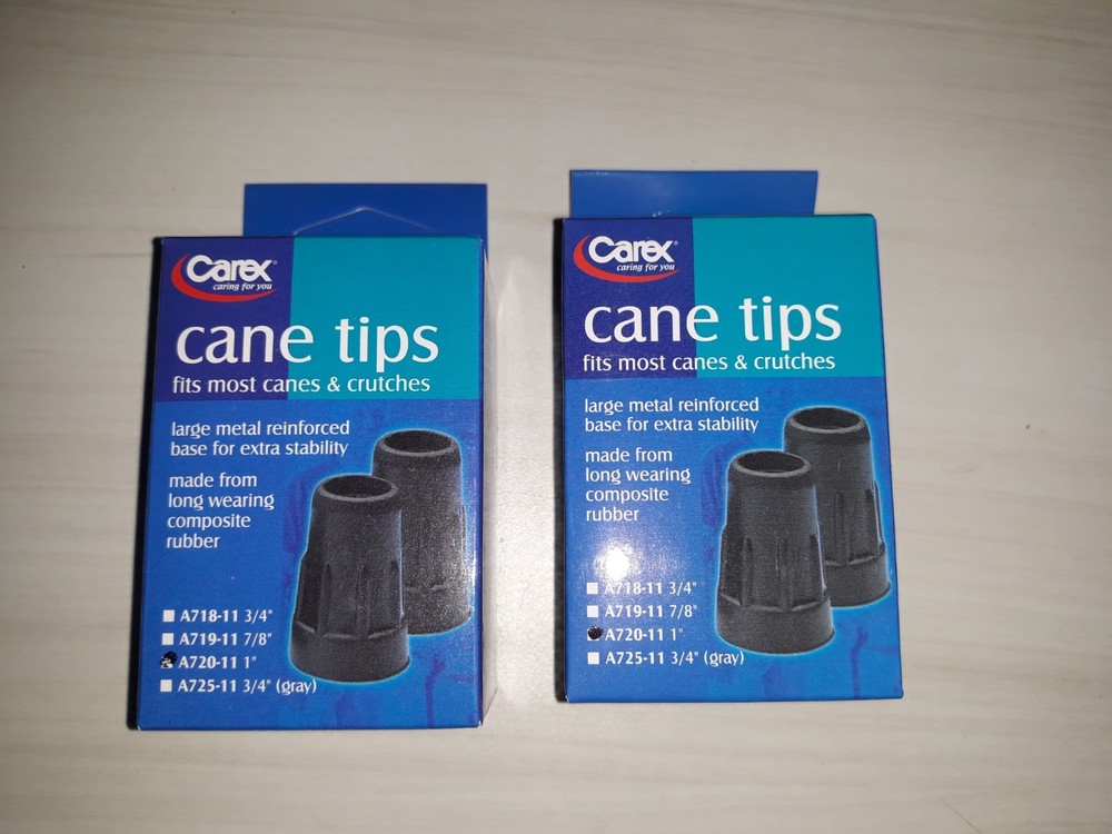 2 Boxes Carex Black Cane Tips 1" 2ct Each Box Total 4