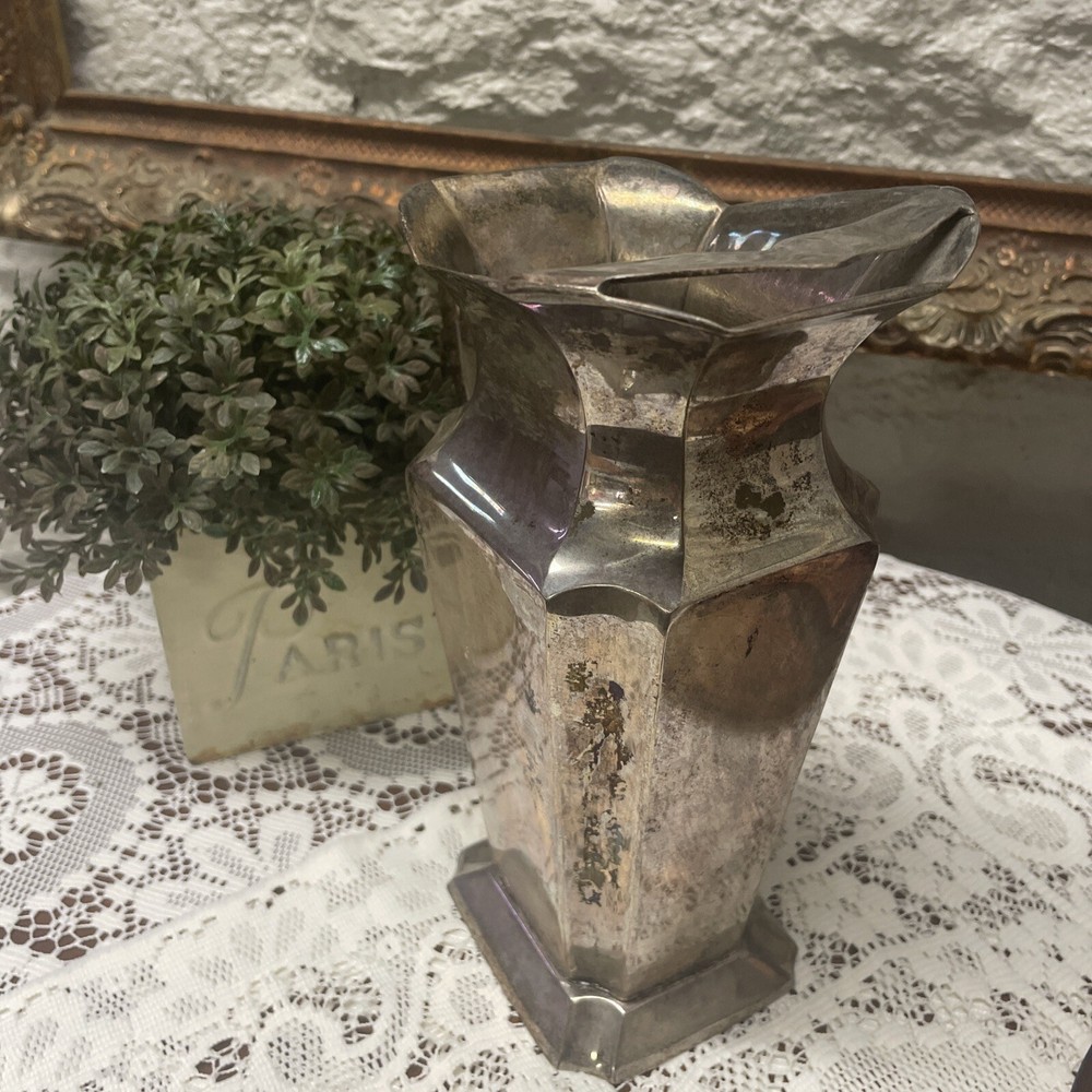 Decorative Silverplate Pitcher 9” Vintage