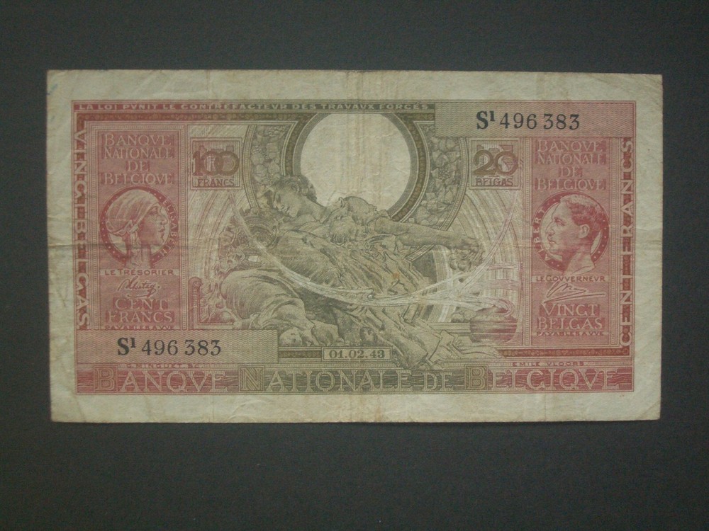** Decent Rare 1943  20 francs  Belgium  Banknote***