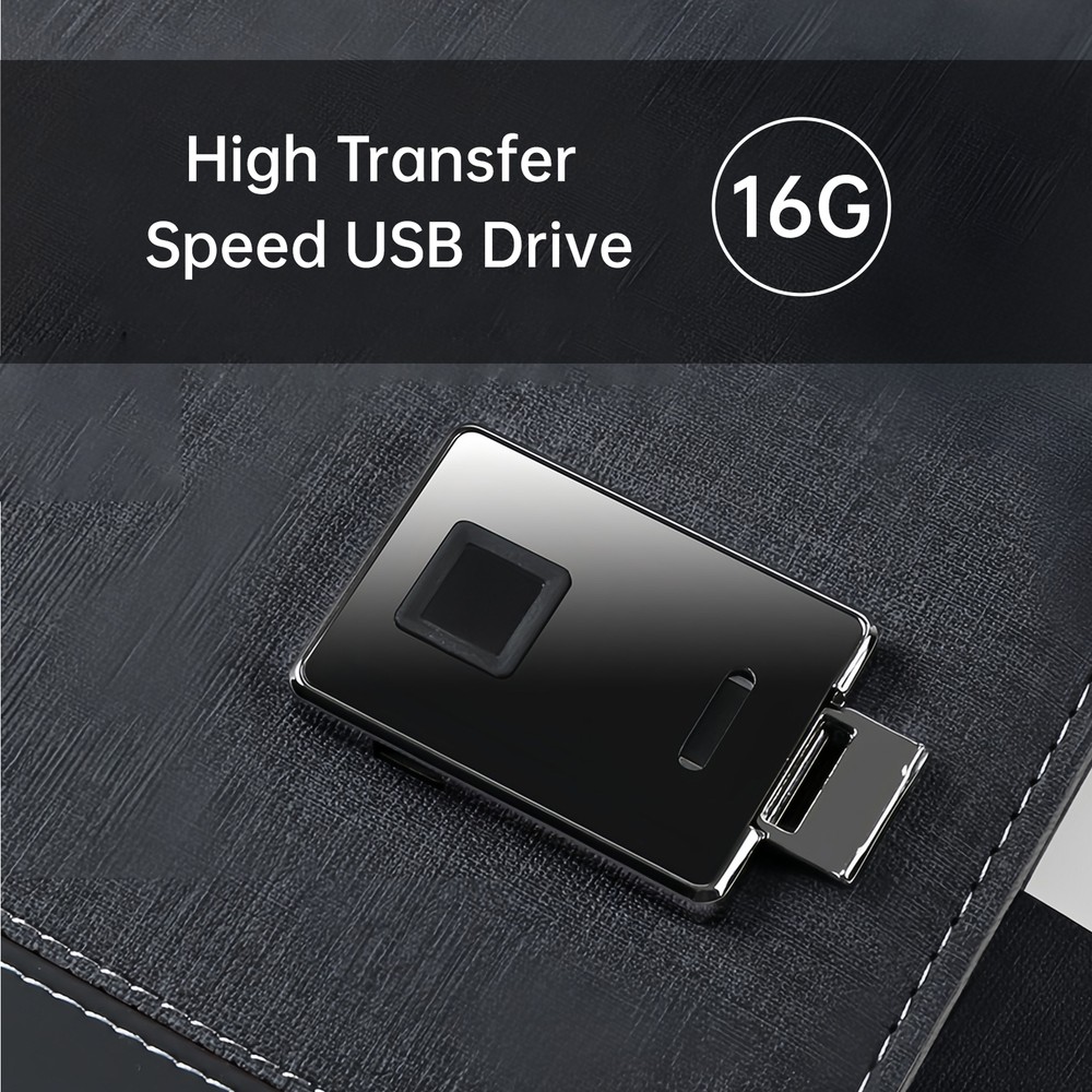Leather Notebook with Fingerprint Lock and 16GB High- USB Drive O7A0