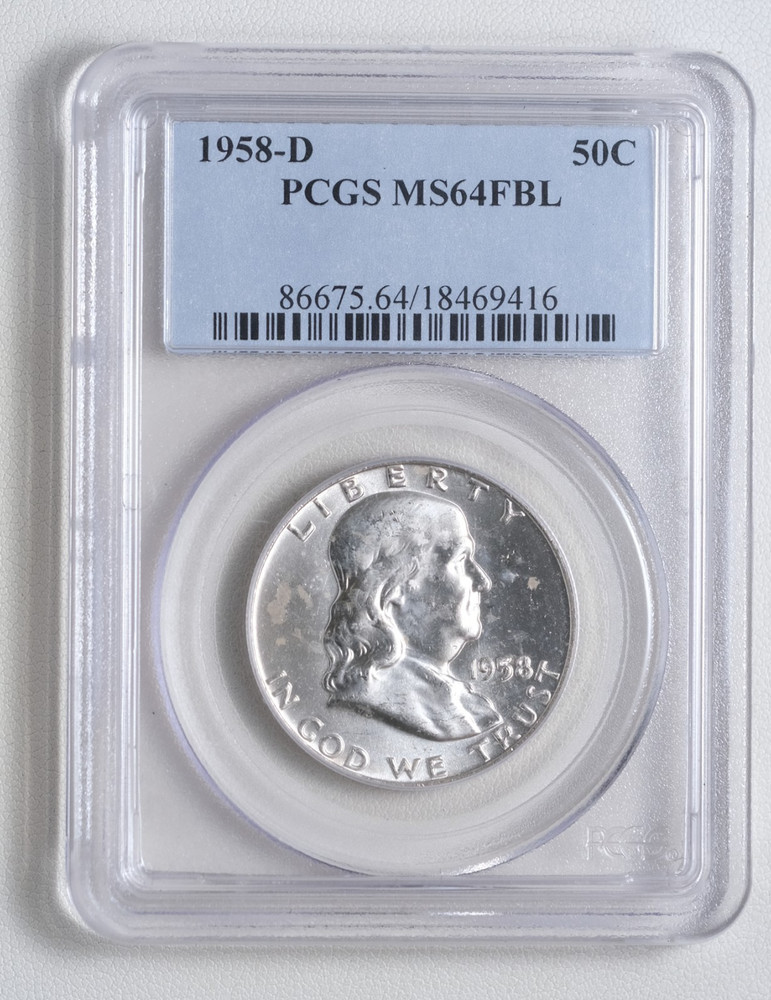 1958-D Franklin Half Dollar PCGS MS64FBL "416"
