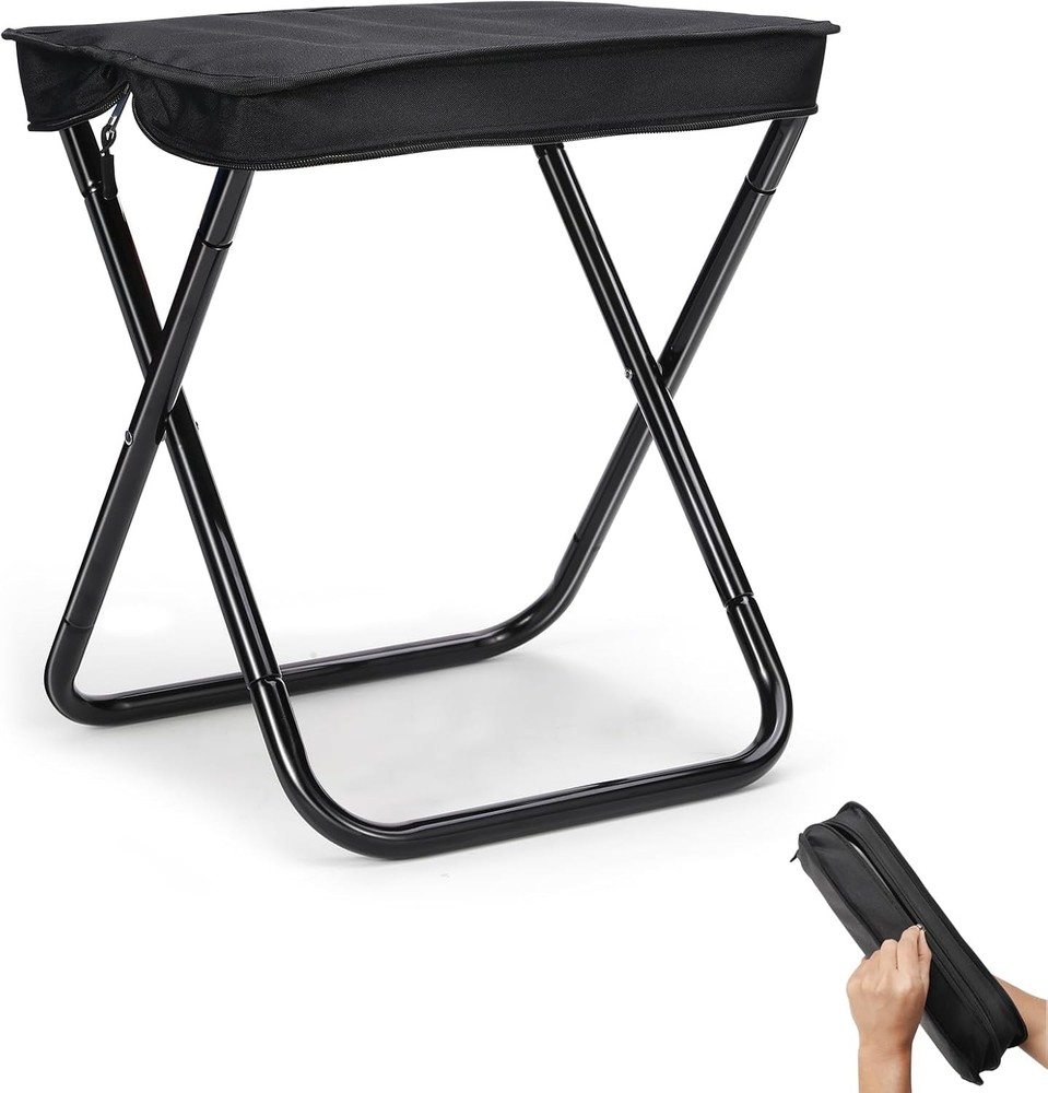 Camping Stool, Portable Folding Stool (Black)