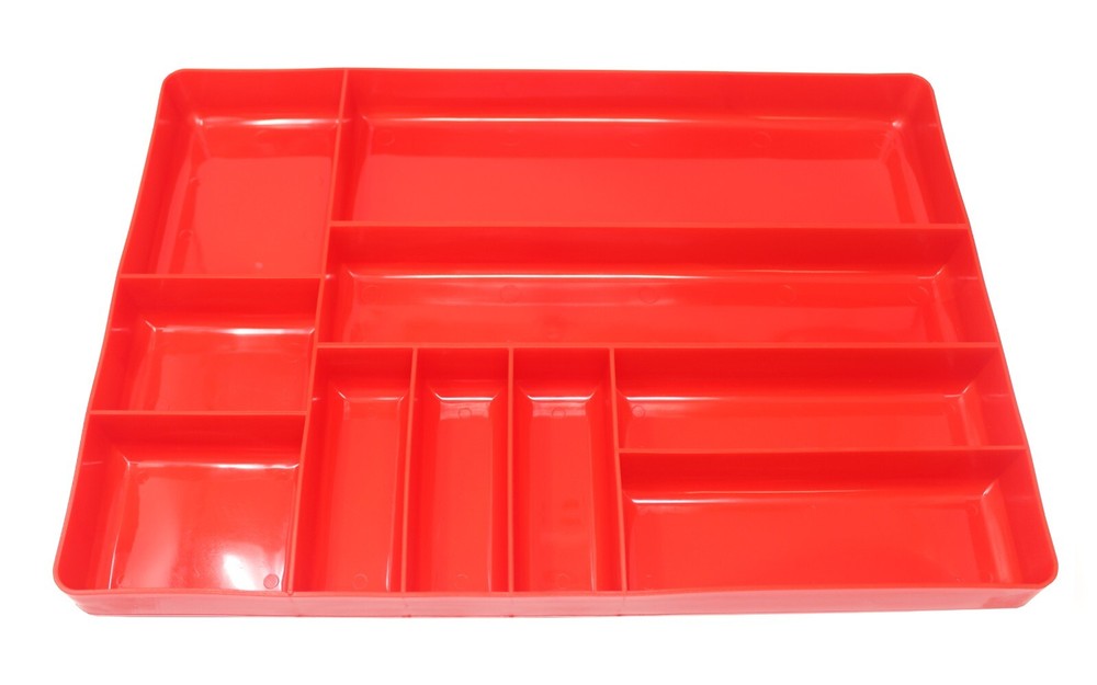 JSPManufacturing Stackable Lightweight 10 Compartment Organizer TrayBlack or Red