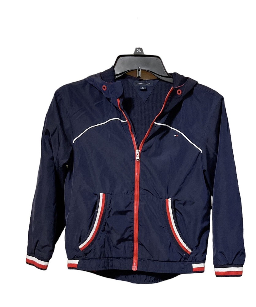 Tommy Hilfiger Boys Windbreaker M (8-10) Navy NOTE: Drawstring For Hat Missing