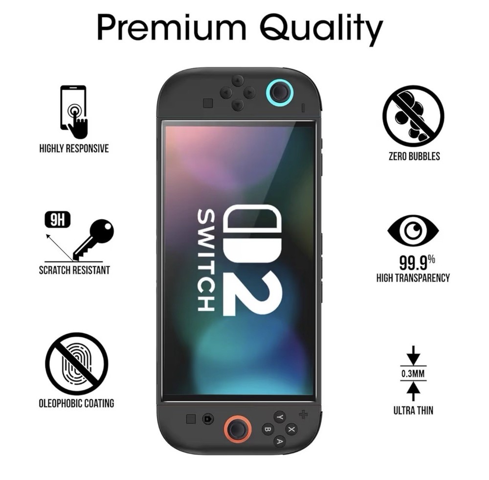 Tempered Glass Screen Protector Compatible Nintendo Switch 2 7.9inch 3pk