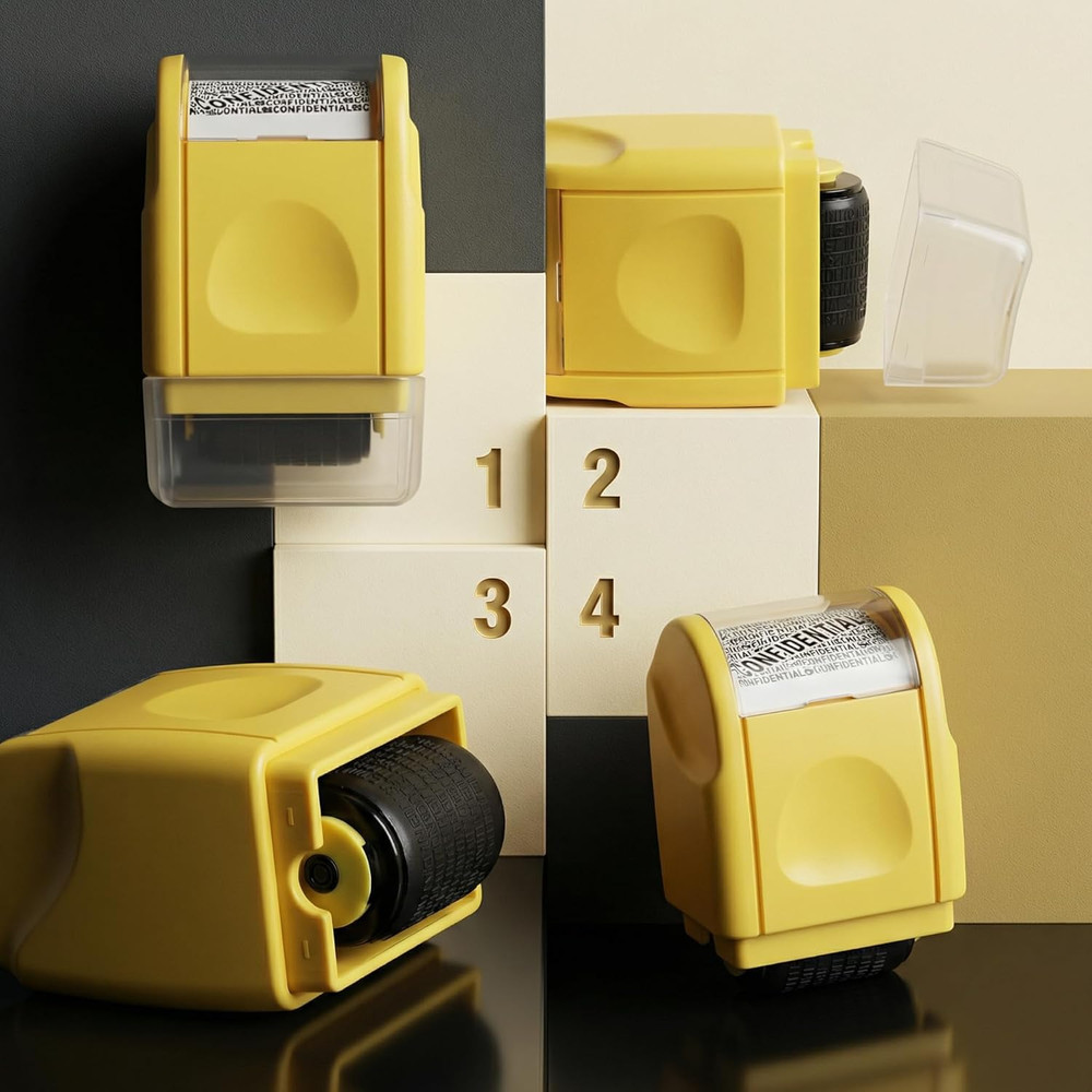 2 Pack Identity Protection Roller Stamp Identity Theft, Confidential, Privacy Ro