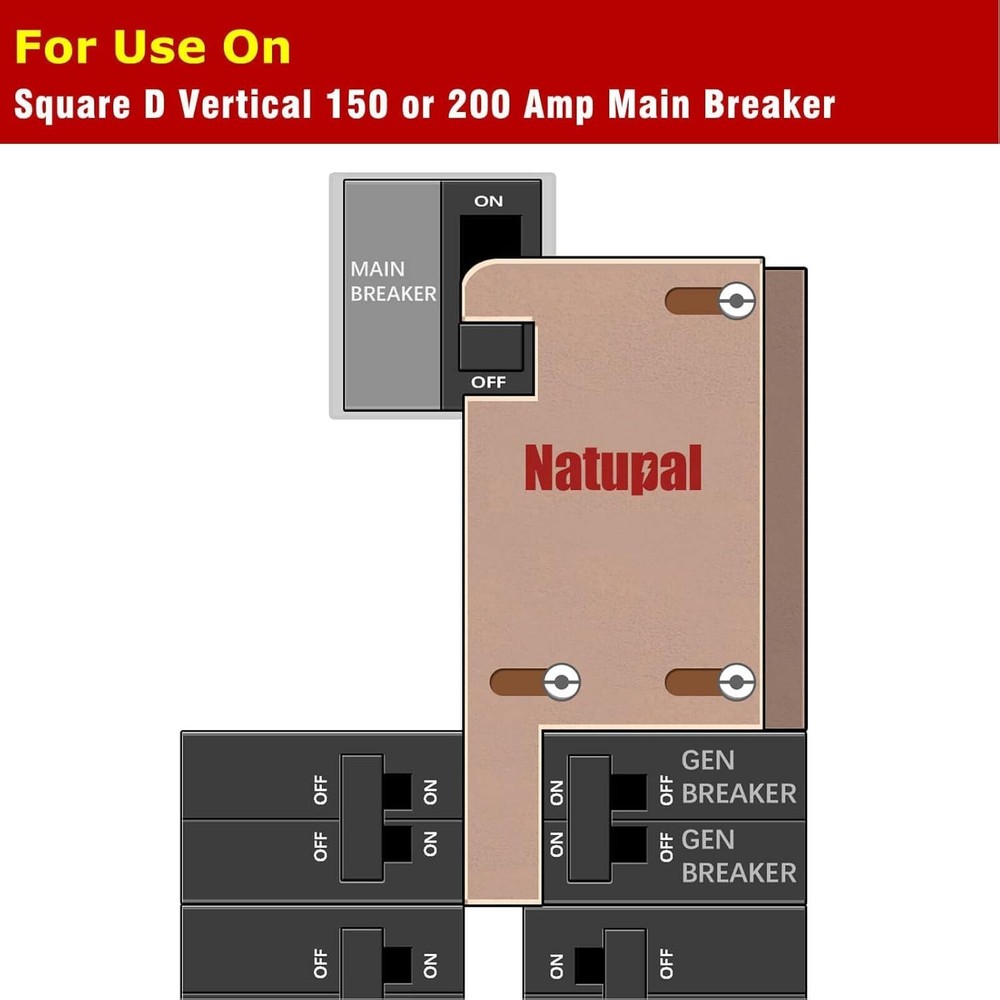 Generator Interlock Kit Compatible with Square D Vertical Main 150 or 200 amp...