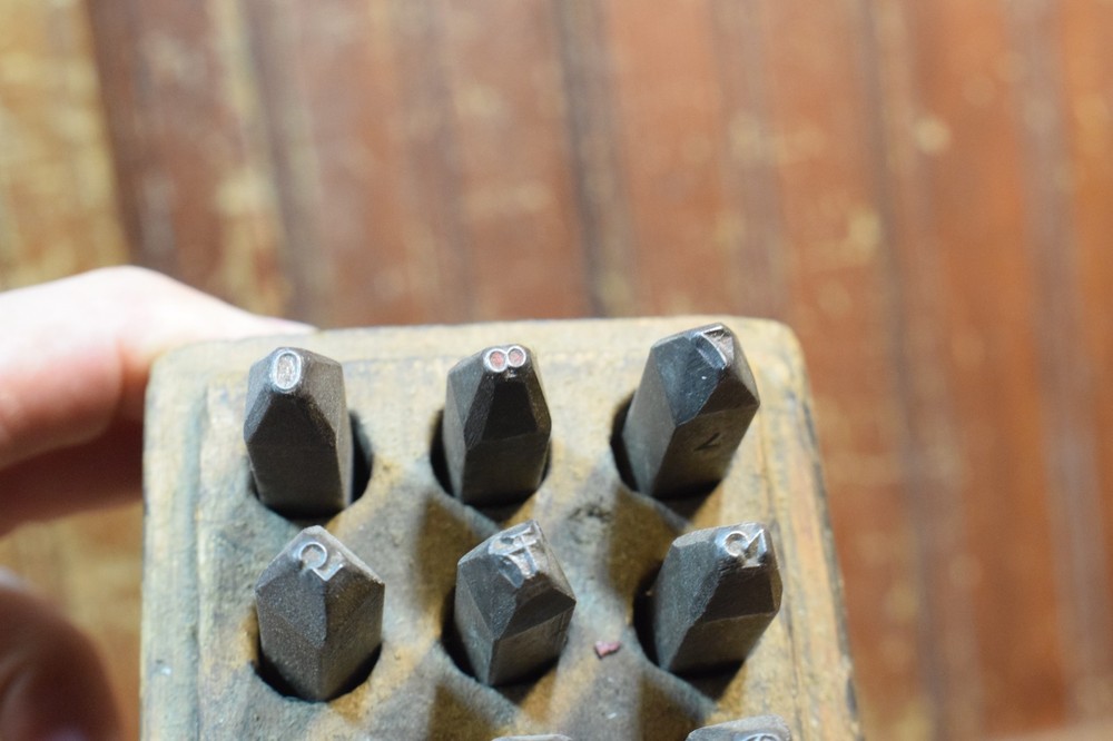 1/8" NUMERIC MAKER'S MARK DIE STAMP SET 9PCS ZERO THROUGH NINE VINTAGE 1960s SET