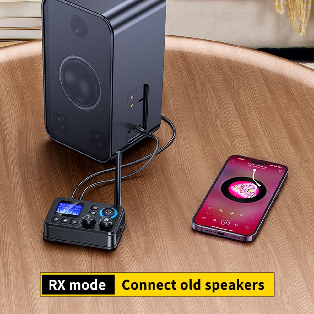 LCD Bluetooth 5.3 Transmitter Receiver Wireless Audio HiFi Music Adapter AUX RCA