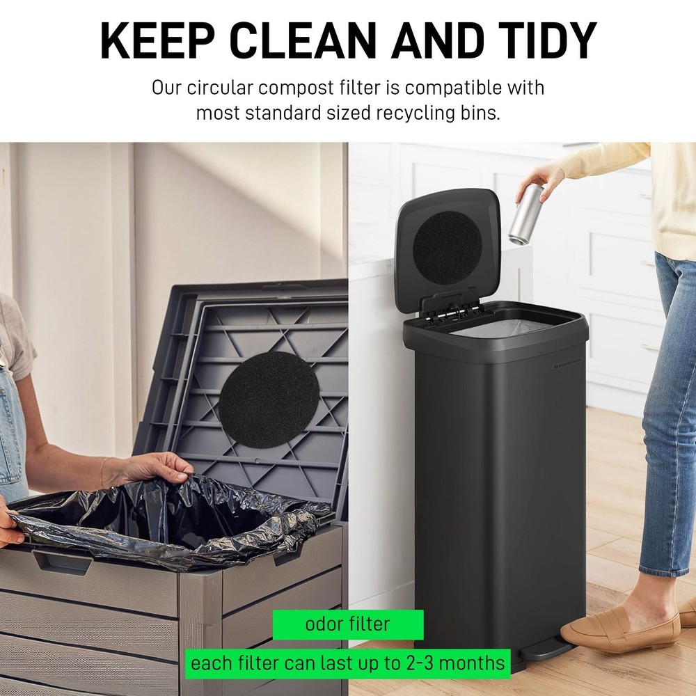 Universal Round Charcoal Filter Extra Thick 0.4" Durable For Kitchen Compost Bin