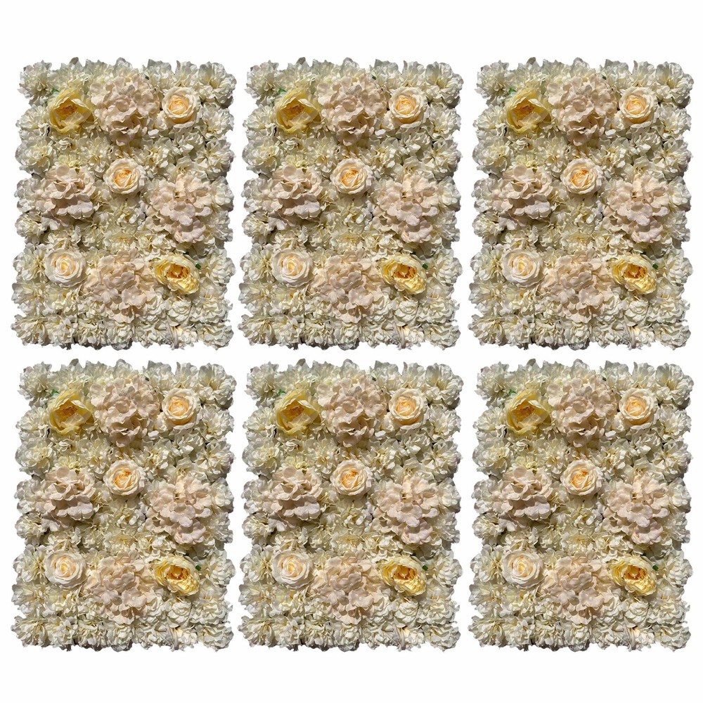 6pcs Artificial Flower Wall Hydrangea Panel Mat Pad Wedding Backdrop 60x40 cm