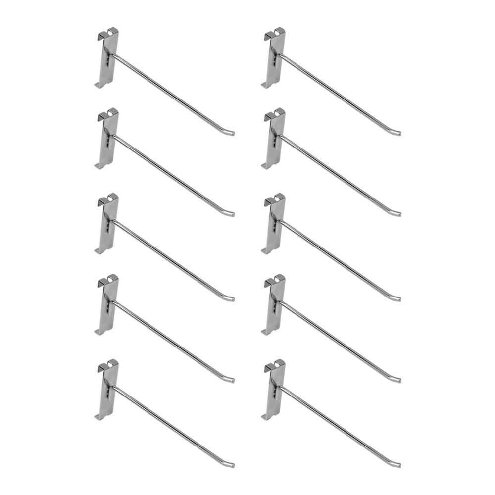 10 PC 8" Chrome Grid Wall Metal Hooks, Display For Use W/ Gridwall Panels