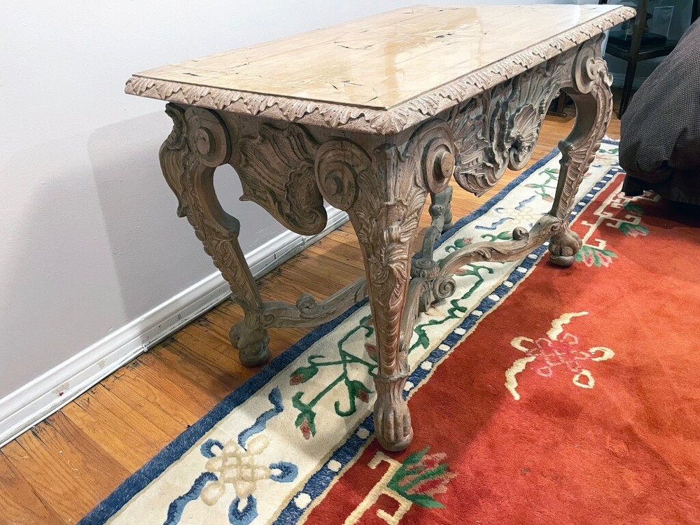 Elegant Antique console table bleached Walnut vintage, Nineteenth C. Regency