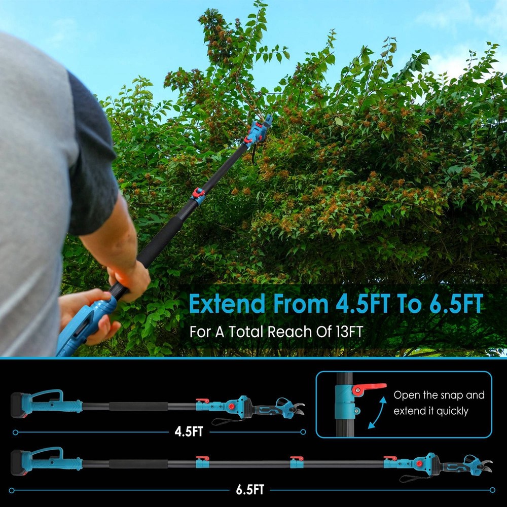 Electric Pruning Shear & Extension Pole Pruner Tree Trimming Machine Portable