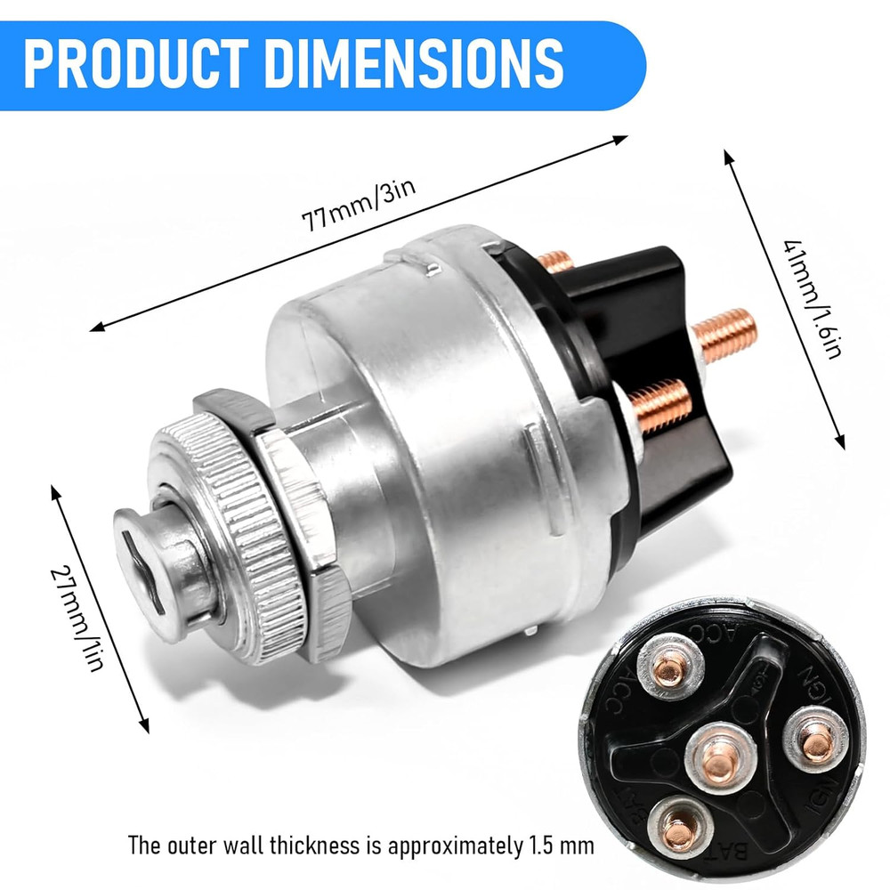 1 Set Wires Ignition Switch， with Key 4 Position Universal Ignition Key Switc...